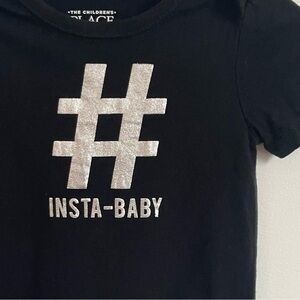 6/$20💥#Insta-Baby Hashtag Onesie Bodysuit, Black & Silver, Short Sleeves